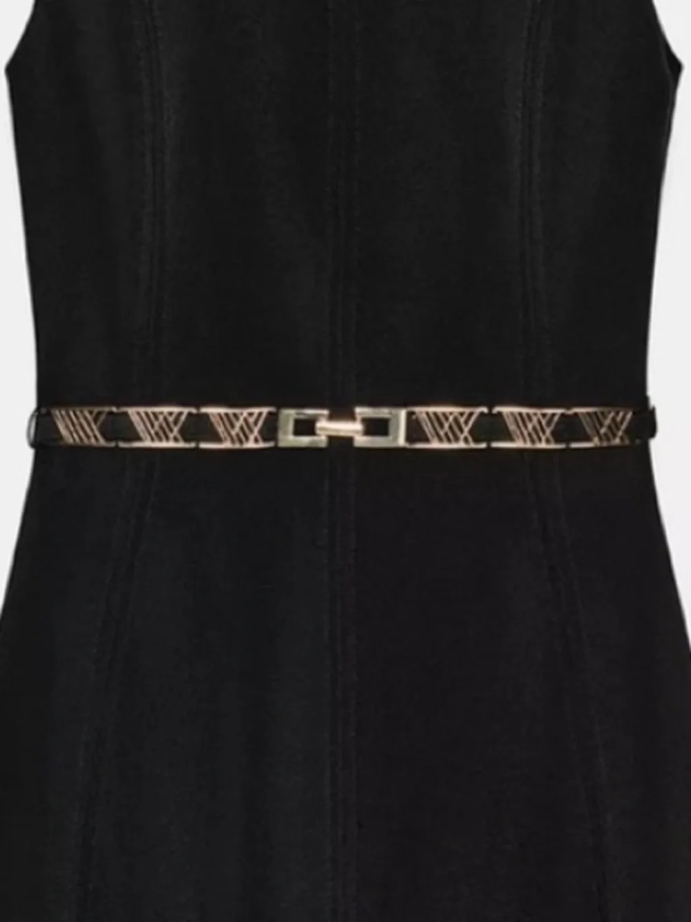 Zara brand new Metallic Accent Thin Women's Belt - Black and Gold